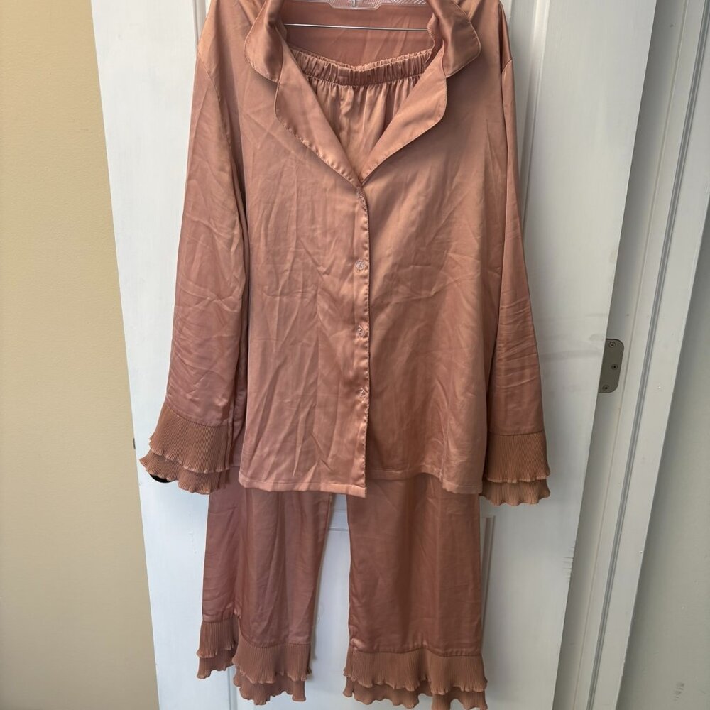 Mauve Silky Satin Pajama Set